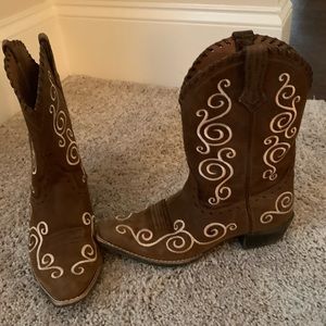 Ariat Boots - size 3.5 - brown & tan - girls cowgirl